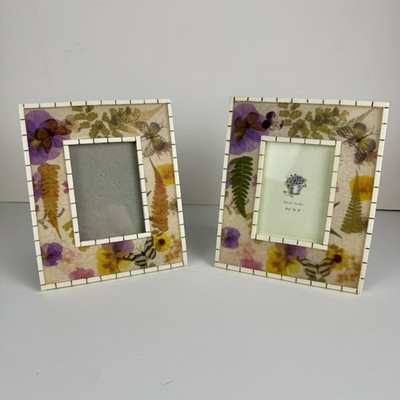 Set of 2 Jordan Mark Secret Garden Resin Frame 3.5 X 5 Dried Flowers Butterflies