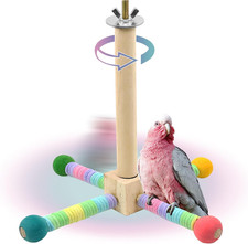 Upgraded Parrot Perch Toy,Rotating Bird Perch Stand with Chew Ball Toy for Small