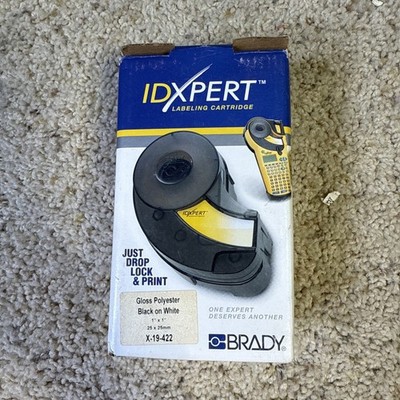 BRADY IDXPERT X-19-422 Gloss Polyester Black on White Label Cartridge