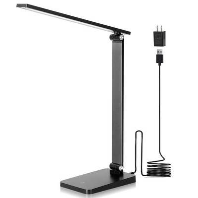 LED Desk Lamp for Home Office, 3 Levels Dimmable Desk Light with USB Charging Po