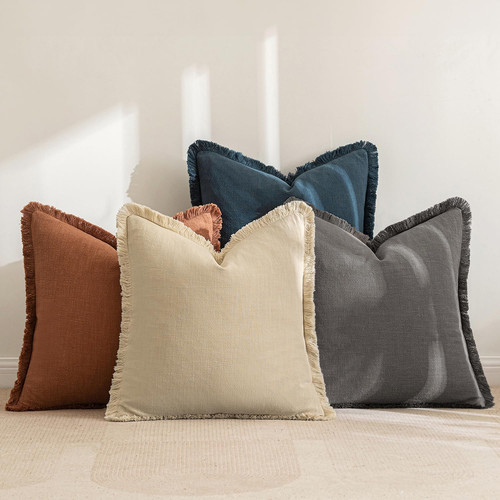 MIULEE Linen Pillow Covers 18x18 18" x (Pack of 4), Navy Grey