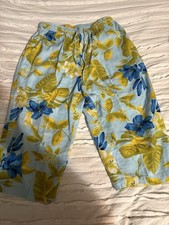 Erika Blue Floral Capri Pants Womens Sz Medium Great Condition- Vintage