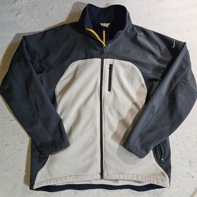 Vintage Nike Classic Full Zip Fleece Soft Shell Jacket Gray 2 Tone Mens Size XL