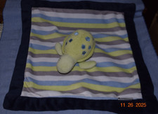 Carters Soft Plush TURTLE Striped Baby Lovey Security Blanket MACHINE WASH DRY