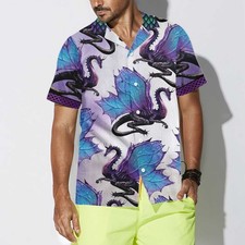 Purple Ombre Dragon Hawaiian Shirt 3D Neon Dragon Shirt Best Gift For Dragon Lov
