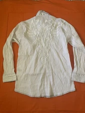 Roar Shirt Mens XL White Long Sleeve Button Up Stretch Embroidered Y2K Classic