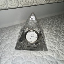 Dartington Crystal Pyramid Desk Clock And Paperweight Quartz
