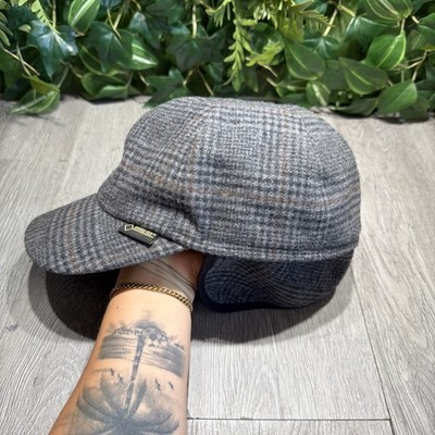 Gottmann Goretex Plaid Wool Blend Newsboy Flat Ear Flap Cap Hat Mens size L / 59