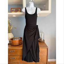Reformation Kaila Black Wrap Midi Dress Size S Tank Sleeveless