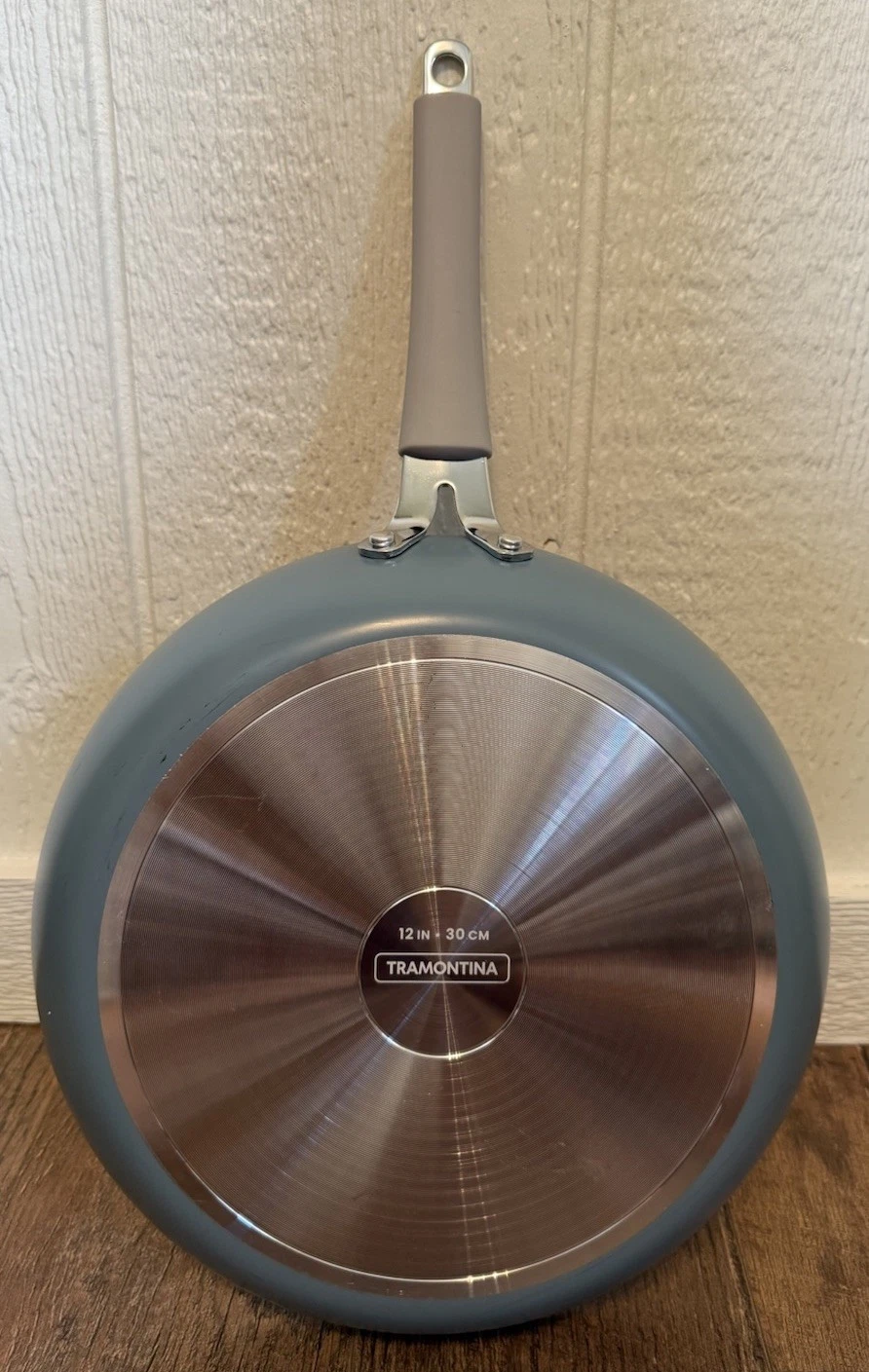 Tramontina 12” Nonstick Frying Pan Skillet Blue Gray Soft Grip Handle
