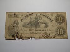 $10 1862 Tallahassee Florida Obsolete Currency Bank Note Bill -State of Florida