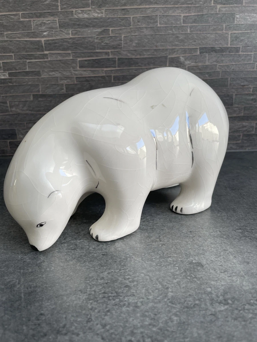 Ours Polaire LV Céram en céramique craquelée Art Déco