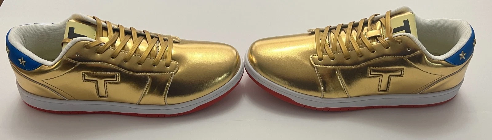Trump Gold Low Top “Trump 1’s” Sneakers Size 13 Donald Trump MAGA USA Shoes