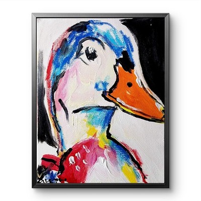 Aleph Original Duck 8x10 Contemporary Expressionist Wall Art Painting Canvas