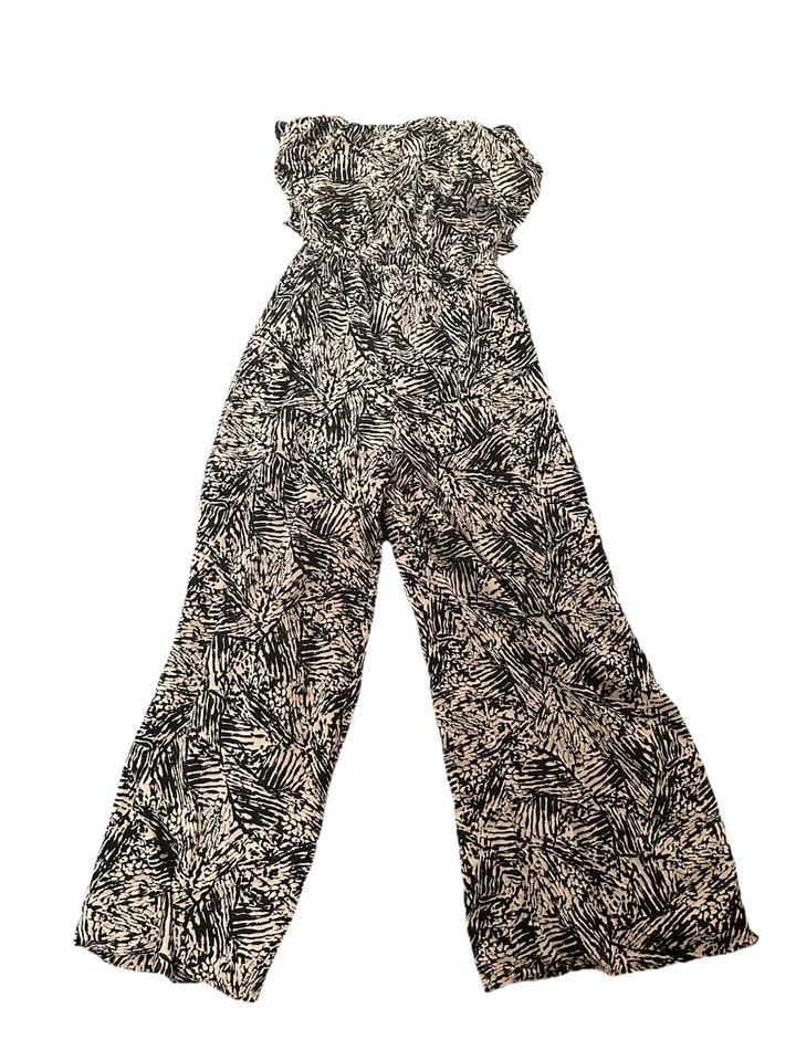 BCBGENERATION Overlay Black White Jumpsuit SGM9B841 Chiffon Size Small Wide Leg - Image 3 of 4