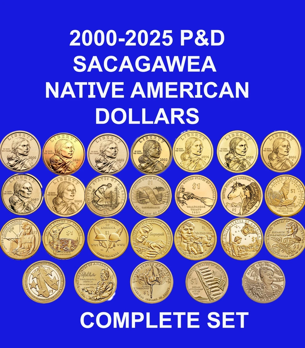 2000 P Sacagawea Native American Dollar Coin – Uncirculated From US Mint Roll – Philadelphia