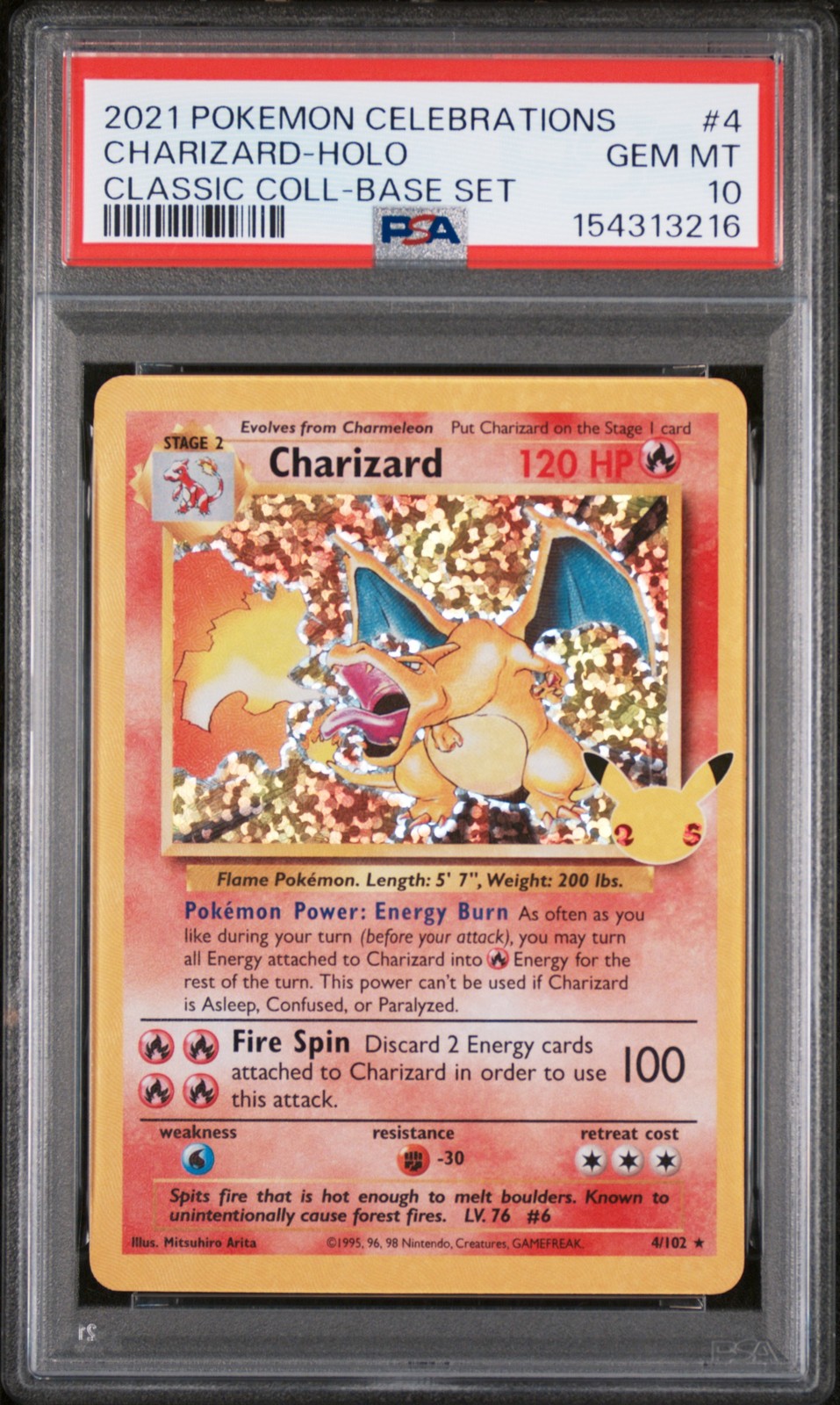 2021 POKEMON CELEBRATIONS CLASSIC COLLECTION #4 CHARIZARD-HOLO PSA 10