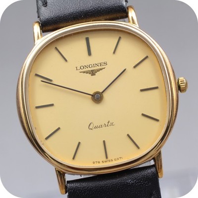 *NEAR MINT* Vintage LONGINES L978.2 Gold Dial Square Mens 30mm Watch from JAPAN