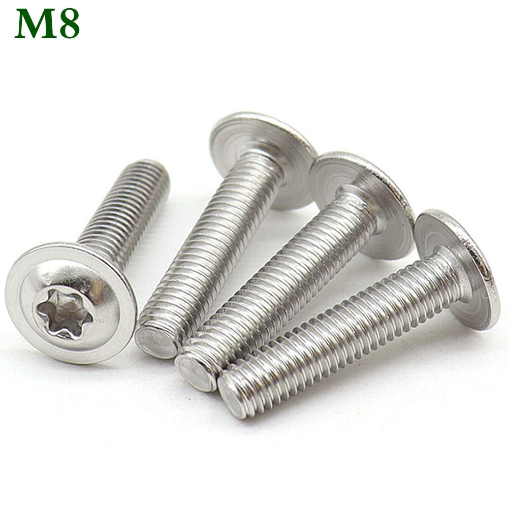 M8 - 1.25 A2 Stainless Steel Flange Torx Button Head Screws Six Lobe Allen Bolts
