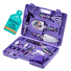 Gardening Tool Set, 10 Pieces with Ergonomic Handles and Floral Design