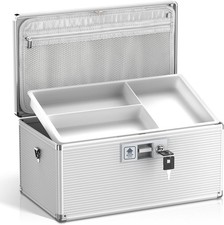 Aluminum Alloy Medicine Lock Box with Key First Aid Medication Storage Case