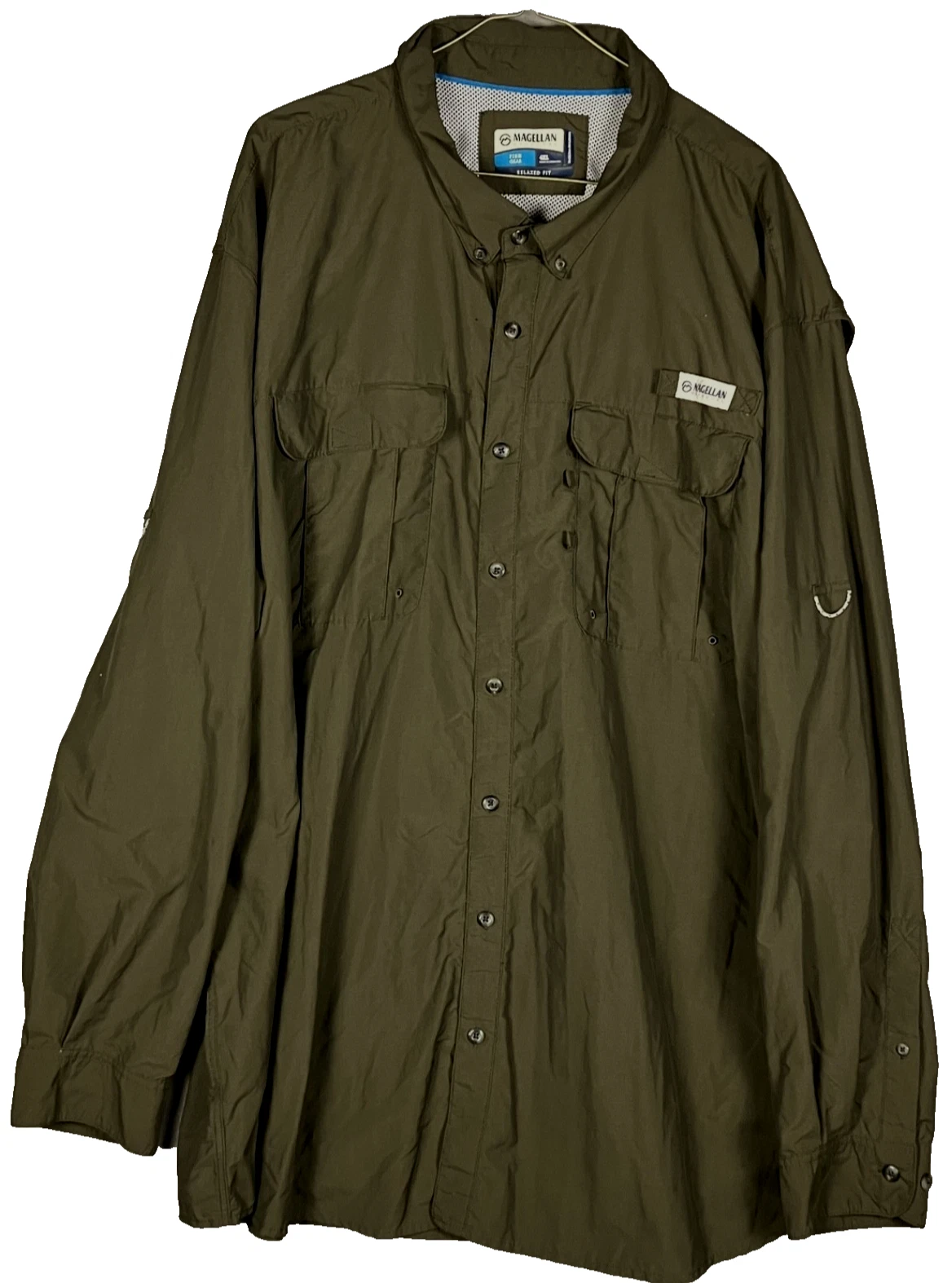 Magellan Outdoor Long Sleeve Vented Fishing Shirt Men's 4XL Olive Green #4062