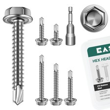 110Pcs 8 Self Tapping Screws for Metal, 410 Stainless Steel Hex Head Sheet M...