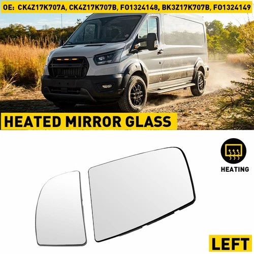 Fit For Ford Transit Van 2015-2022 Left Side Driver W/ Heated Mirror Glass 2pcs