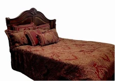 VTG RARE SET 9 CROSCILL Red & Gold Royalton KING COMFORTER -skirt-pillow-shams