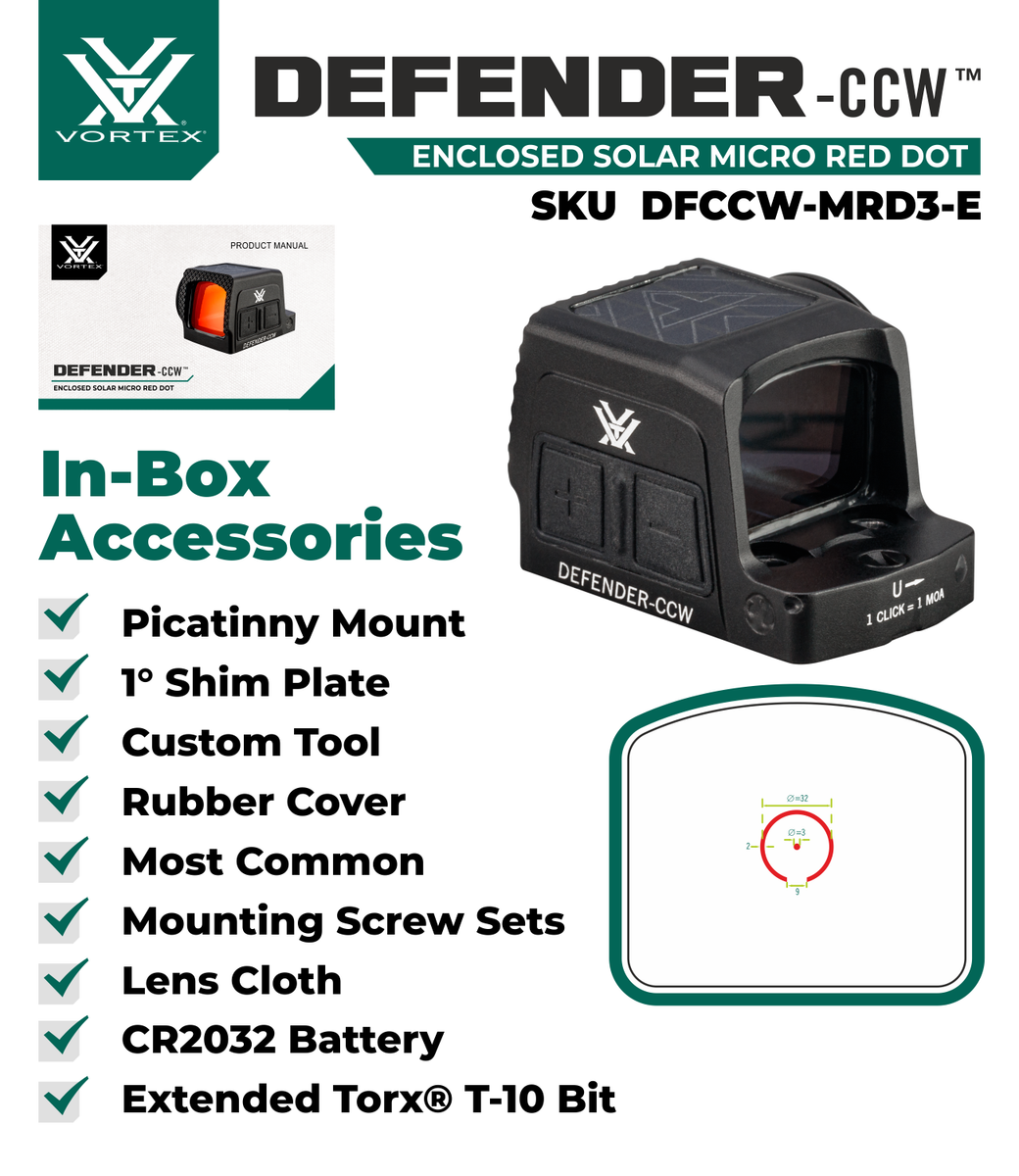 Vortex Optics Defender-CCW Enclosed Solar 3 MOA Dot/32 MOA Circle