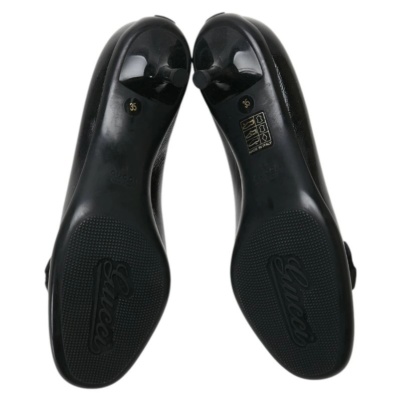 GUCCI Ribbon Interlocking G Pumps Heel Size: 35 317042 Black Enamel Women's GUCC thumbnail 4