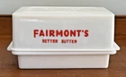 Fairmont's Butter Dish 1930s Farm Decor Advertising Red Letters White Milk Glass