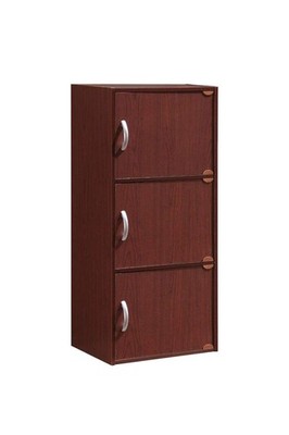 3-Shelf, 3-Door Bookcase in Mahogany