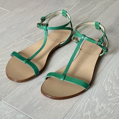 MaxMara Patent Leather T-Strap Flat Sandals - Made In Italy - Size 36.5