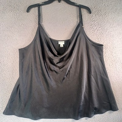 Ava & Viv Womens Black Tank Top Plus Size 3X Spaghetti Strap Comfortable Classic