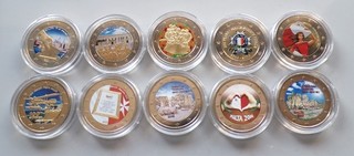 Malta 10 x 2 Euro Gedenkmünzen Farbe