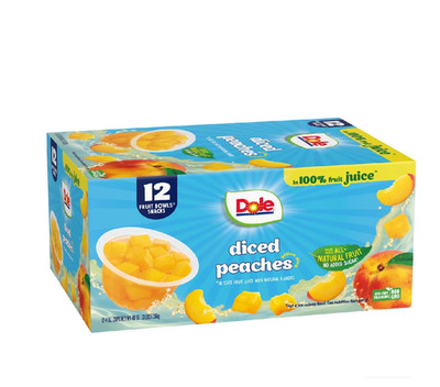 Dole Diced Peaches in 100% Juice^ - Dole Fruit Bowls Snacks - 4 oz Fruit Bowls -
