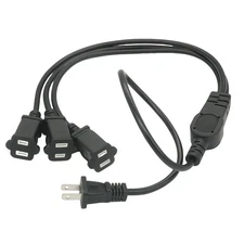 3 Way Extension Cord, 3FT 1 to 3 2 Prong Power Cord Splitter Cable, Y Style I