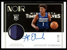 2020-21 Panini Noir #347 ANTHONY EDWARDS RPA RC Auto 3CLR Patch #01/99 WOLVES