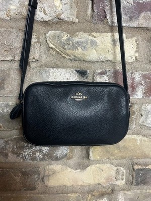 Coach Mini Jamie Camera Bag Black Pebbled Leather Crossbody Gold Hardware