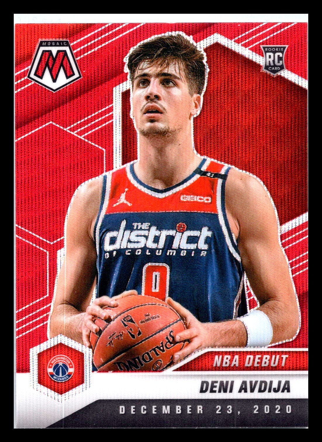 Deni Avdija 2020-21 Panini Mosaic Red Wave RC Rookie #272 Washington Wizards
