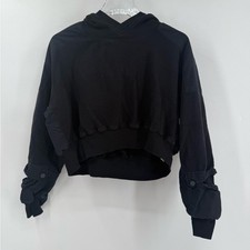 Free People Movement black ribbed hoodie with pockets on sleeves size small