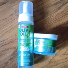 ORS Olive Oil Max Moisture Curl Mousse 7 fl oz Strong Hold Edge Gel 4 oz