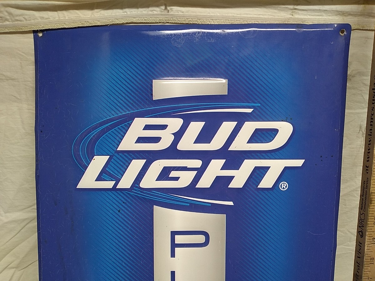 Bud Light Platinum Beer Embossed Advertising Sign 30 x 16 2012