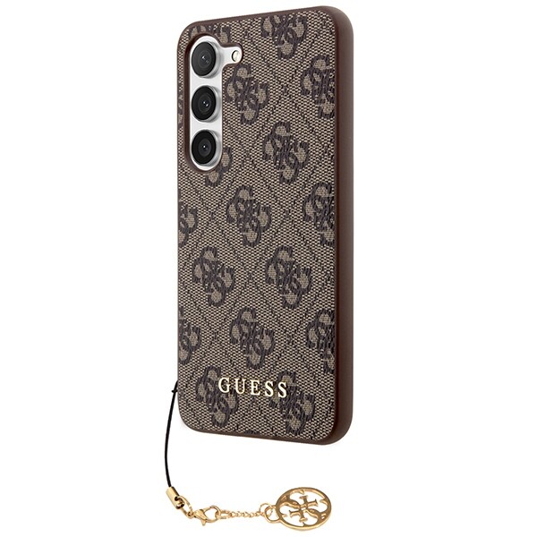 Galaxy S24 Guess Brown Faux Leather Phone Case with Gold Chain  