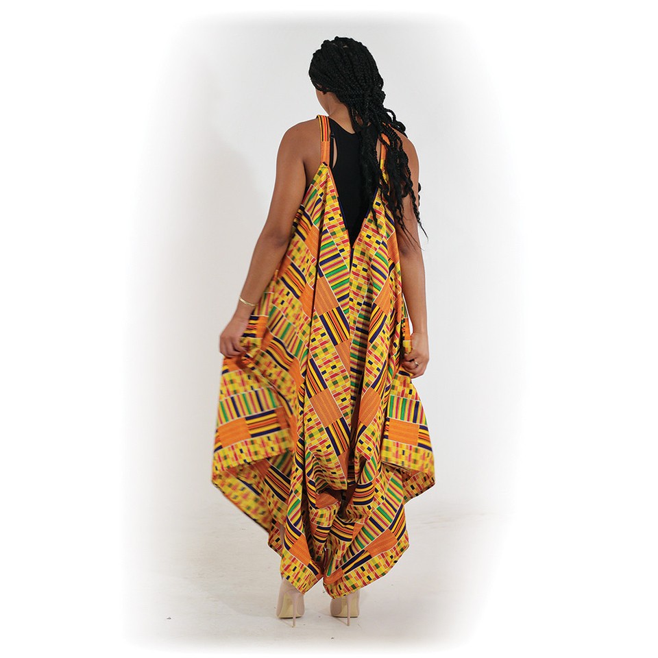 African Traditional Kente Women's Jumpsuit Dress Clothing #1 ( Multi Color ) - Image 2 of 2