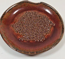 Simply Stoneware Garlic Grater Dish/Signed/Brown