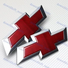 For 16-19 Chevy Silverado 1500 Front & Tailgate Bow tie Red Carbon Fiber Emblem