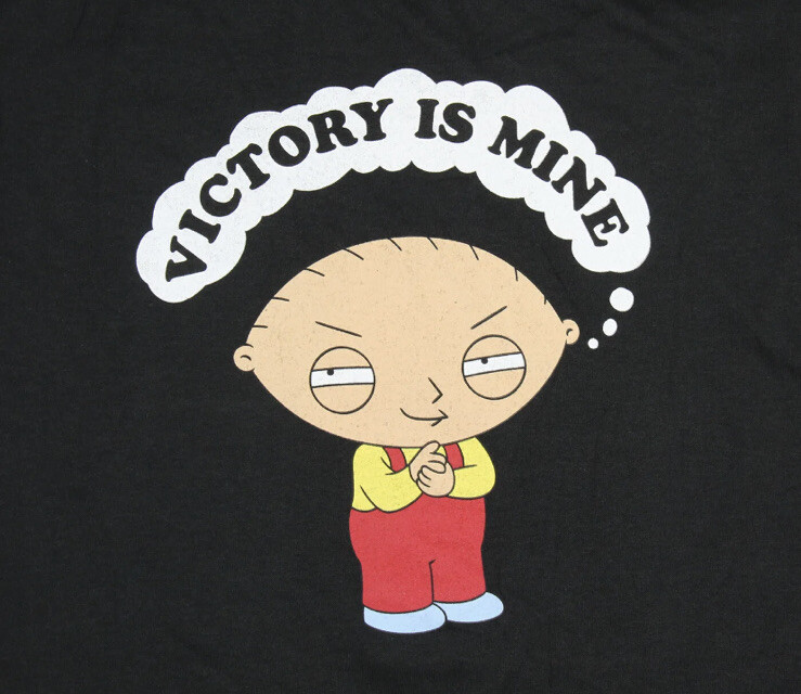 Family Guy T Shirt Mens LARGE Black “Victory Is Mine” Stewie