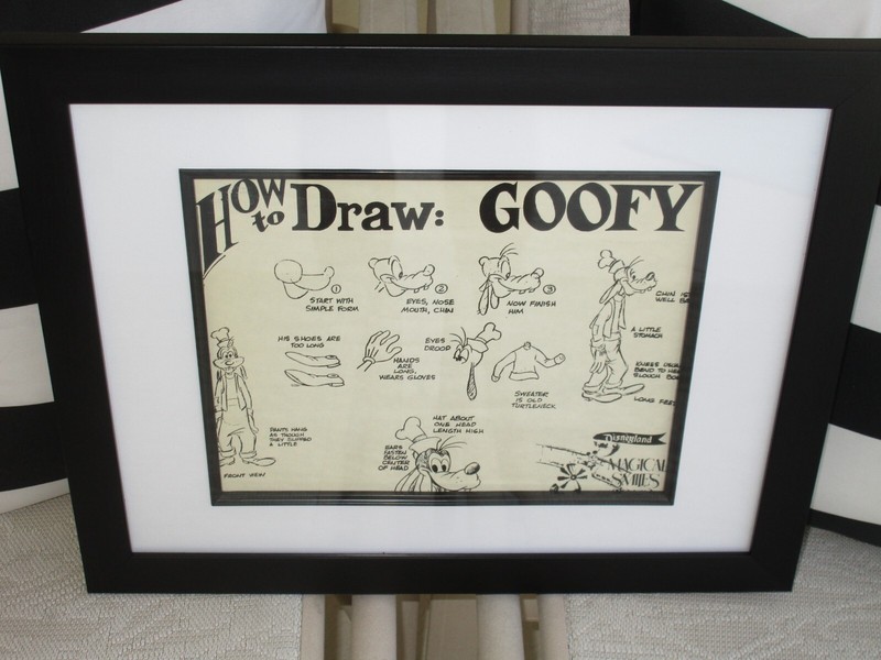 Vintage Disneyand - How to Draw Goofy Disney ANIMATION Model Sheet Framed 16x13